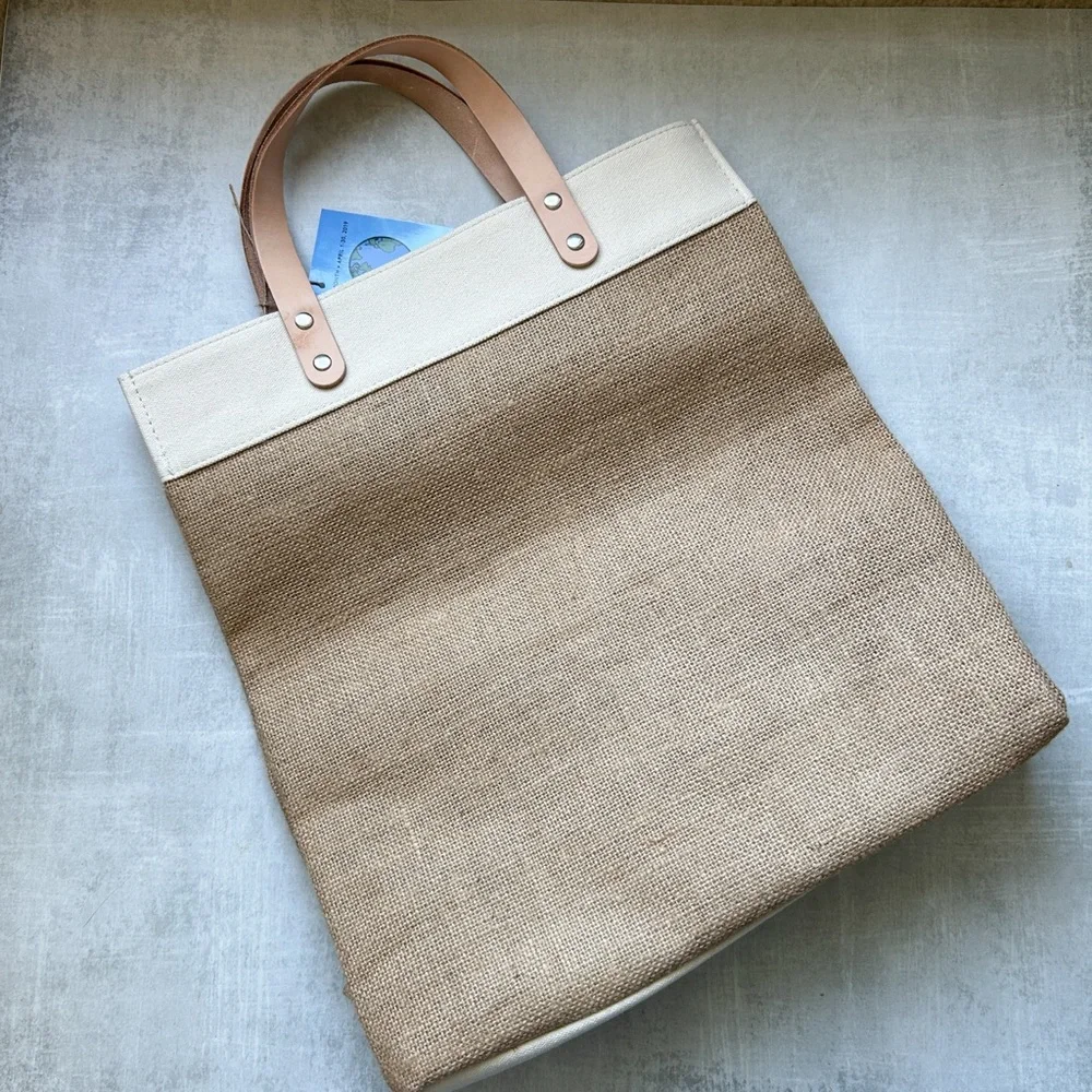 NWT Brighton Love the Earth Jute Tote with Leather Handles